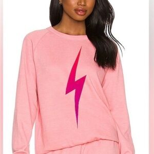 Aviator Nation Pink Sweatshirt with Magenta Bolt